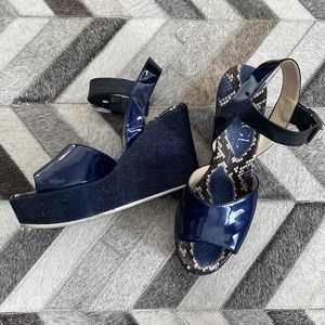 AGL Navy Denim Wedges